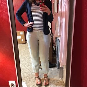 J crew ice blue linen Capri trousers. Size 8.